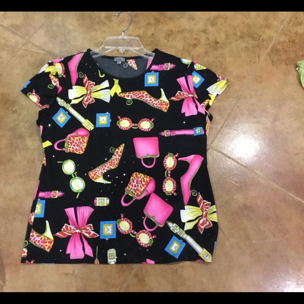 Capped sleeve "FUN" top